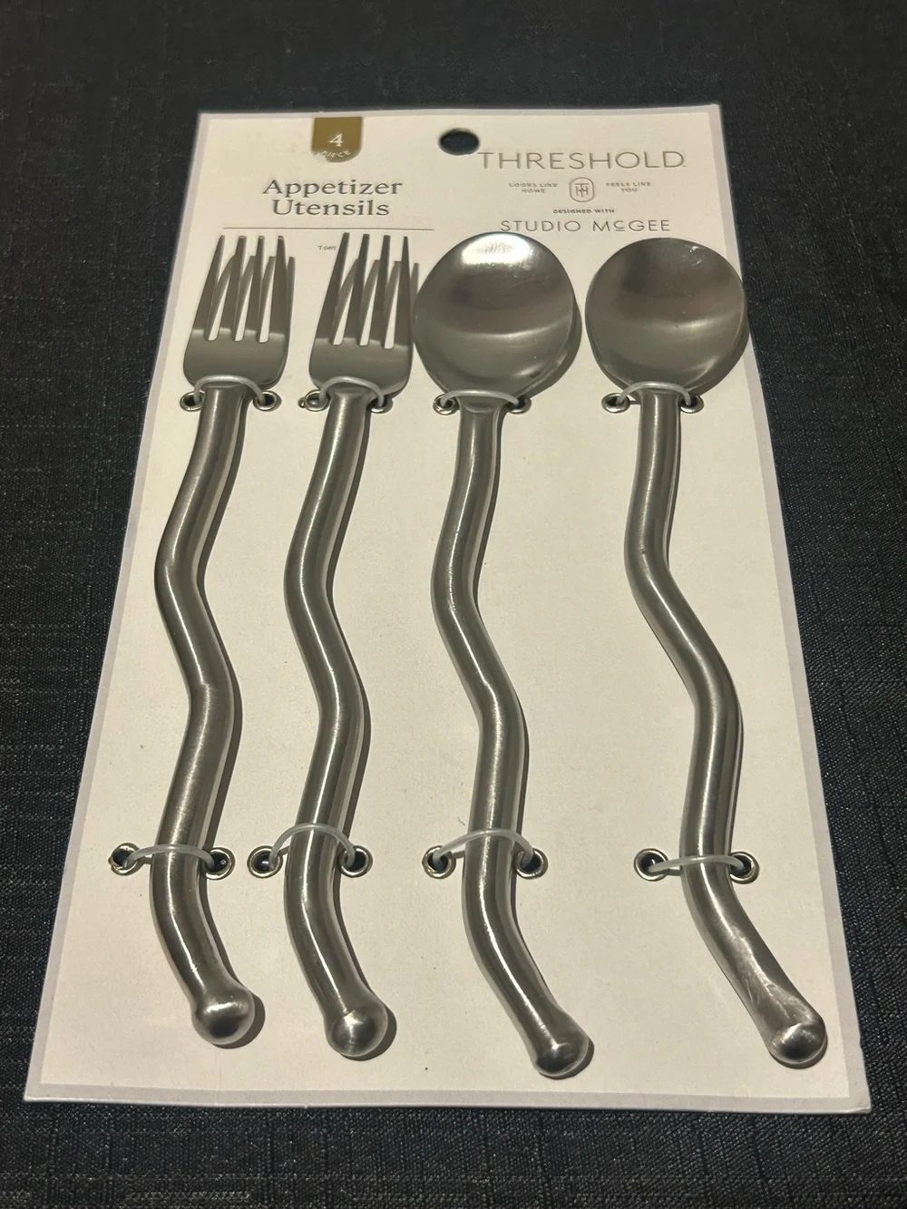Threshold Silver Wavy-Handle Appetizer Utensils Set - 4 Pc